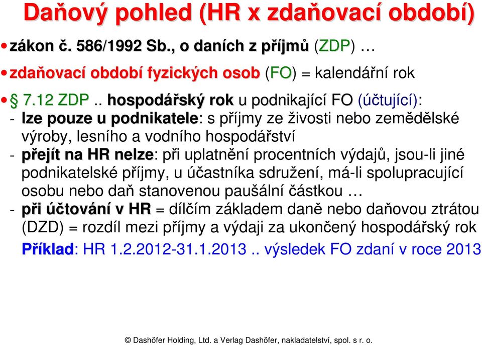 nelze: při uplatnění procentních výdajů, jsou-li jiné podnikatelské příjmy, u účastníka sdružení, má-li spolupracující osobu nebo daň stanovenou paušální částkou -