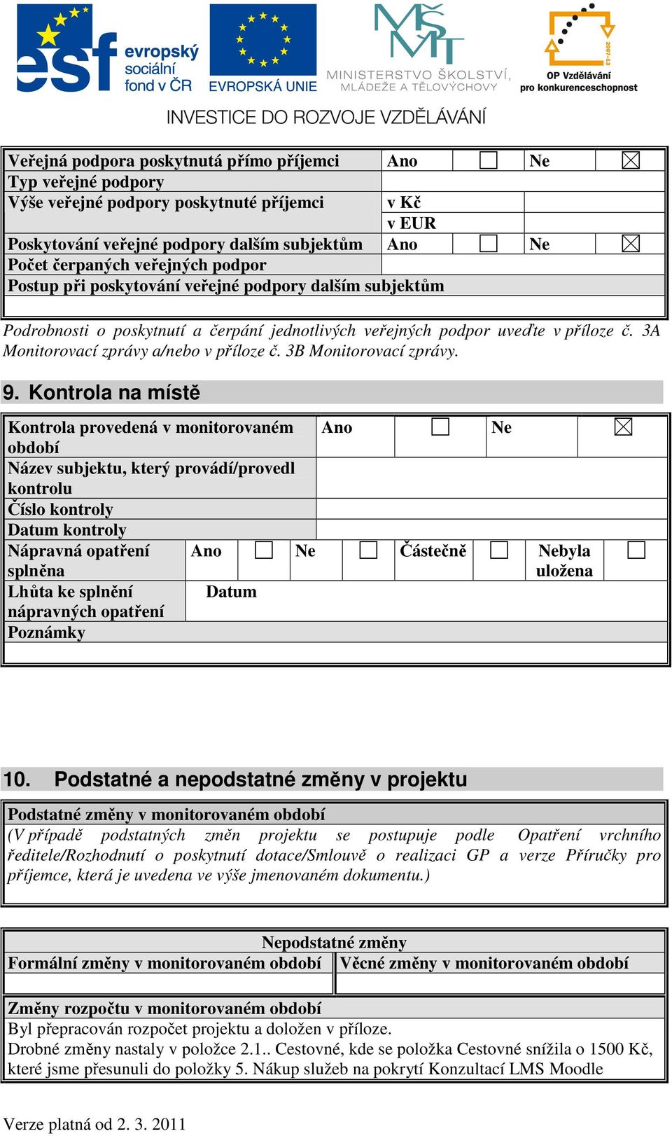 3B Monitorovací zprávy. 9.