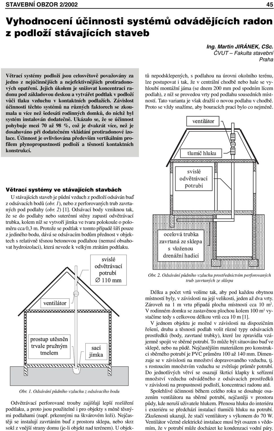 Jejich úkolem je snižovt koncentrci rdonu pod zákldovou deskou vytvářet podtlk v podloží vůči tlku vzduchu v kontktních podlžích.