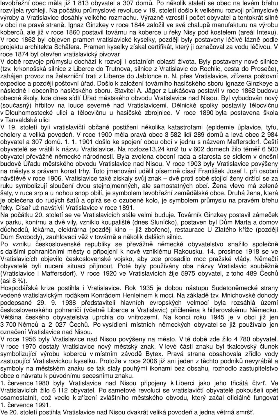 Ignaz Ginzkey v roce 1844 založil ve své chalupě manufakturu na výrobu koberců, ale již v roce 1860 postavil továrnu na koberce u řeky Nisy pod kostelem (areál Intexu).