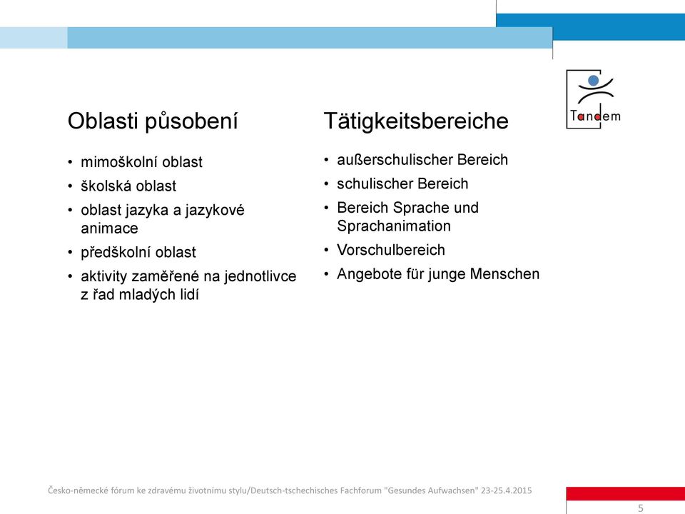 lidí Tätigkeitsbereiche außerschulischer Bereich schulischer Bereich