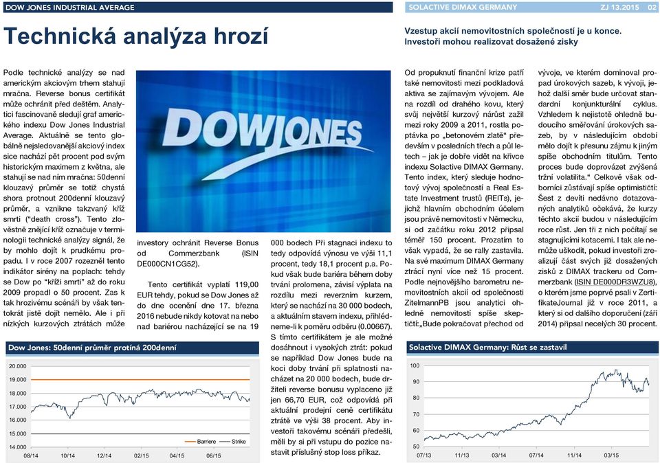 Aktuáně se tento gobáně nejsedovanější akciový index sice nachází pět procent pod svým historickým maximem z května, ae stahují se nad ním mračna: 50denní kouzavý průměr se totiž chystá shora