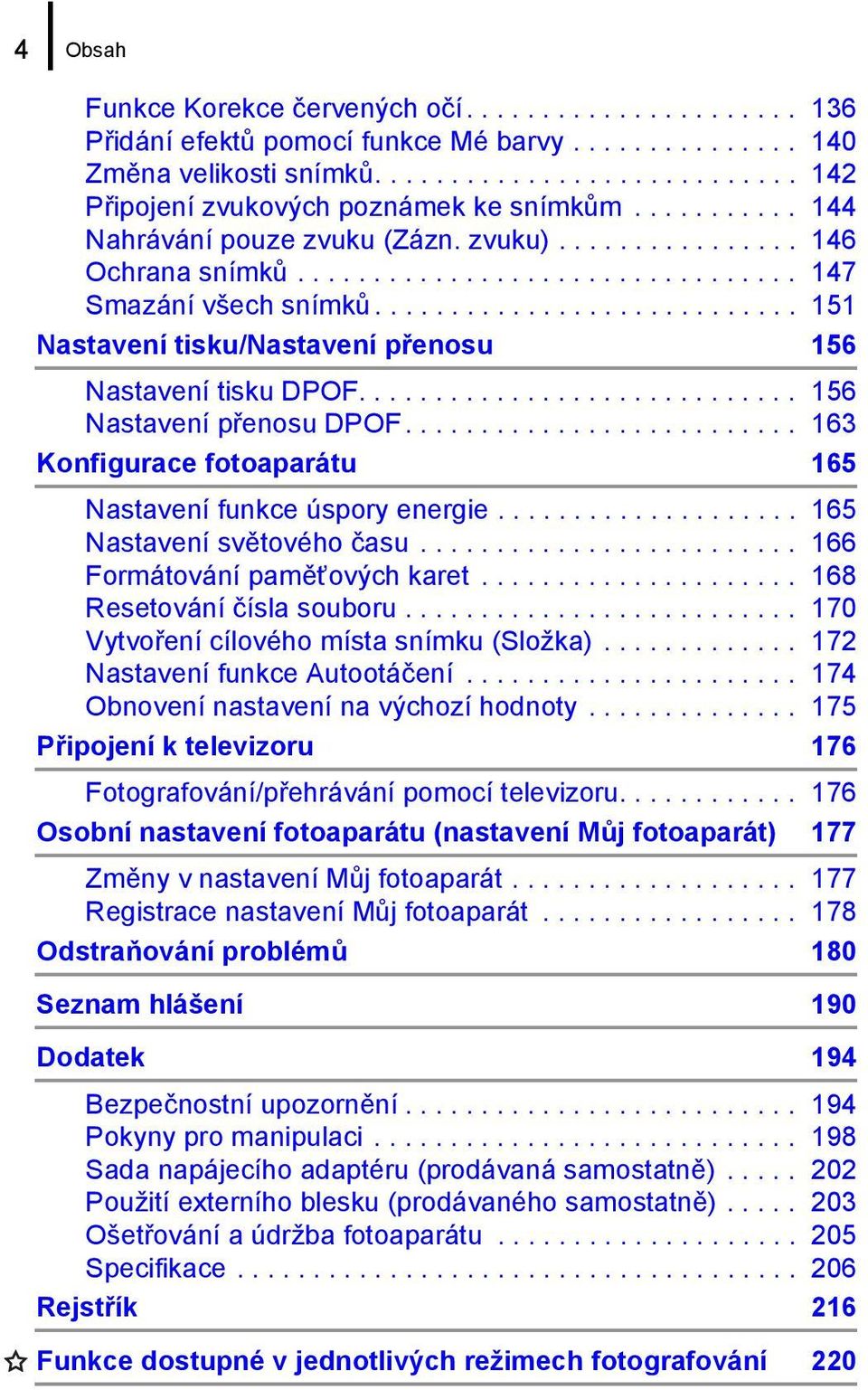 ........................... 151 Nastavení tisku/nastavení přenosu 156 Nastavení tisku DPOF............................. 156 Nastavení přenosu DPOF.