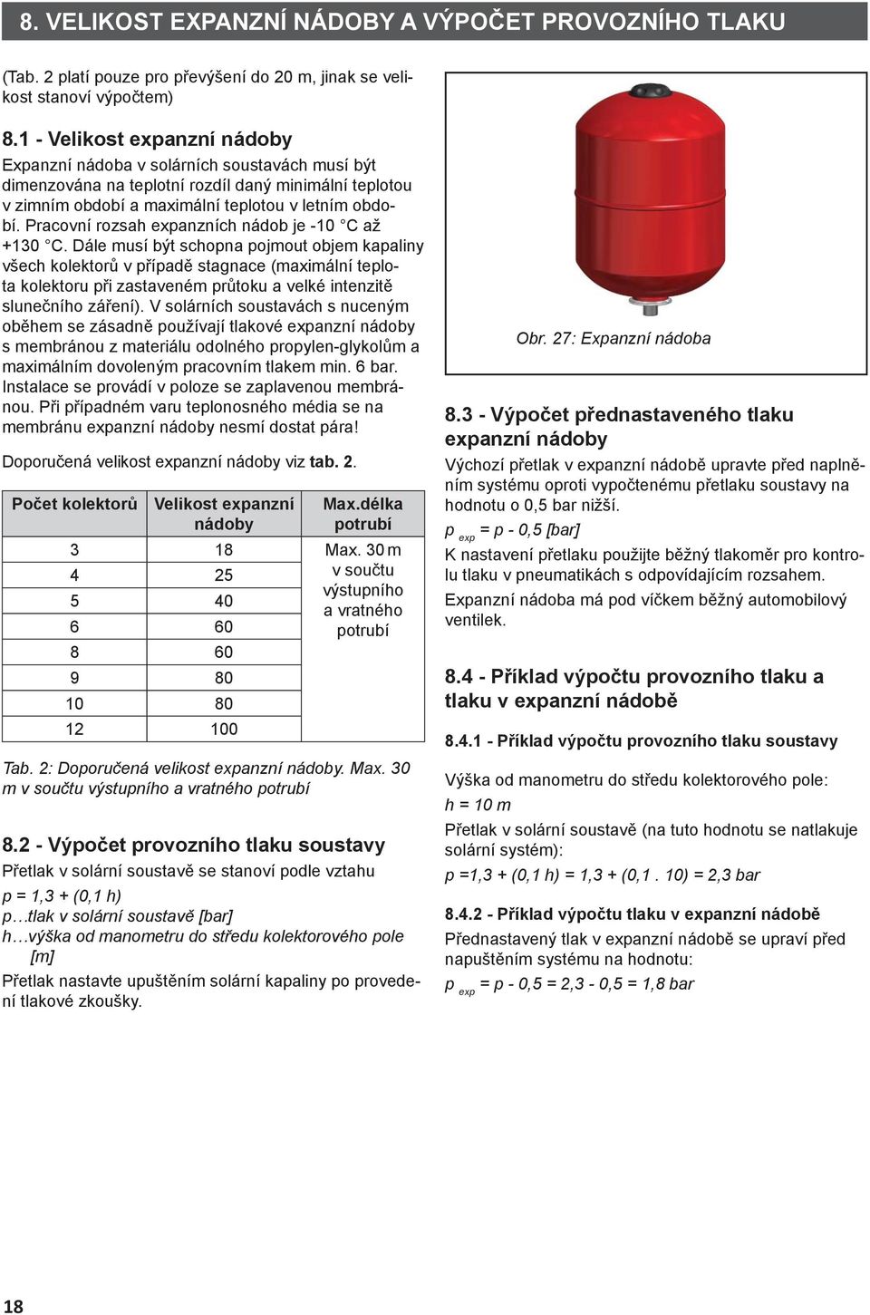 Pracovní rozsah expanzních nádob je -10 C až +130 C.