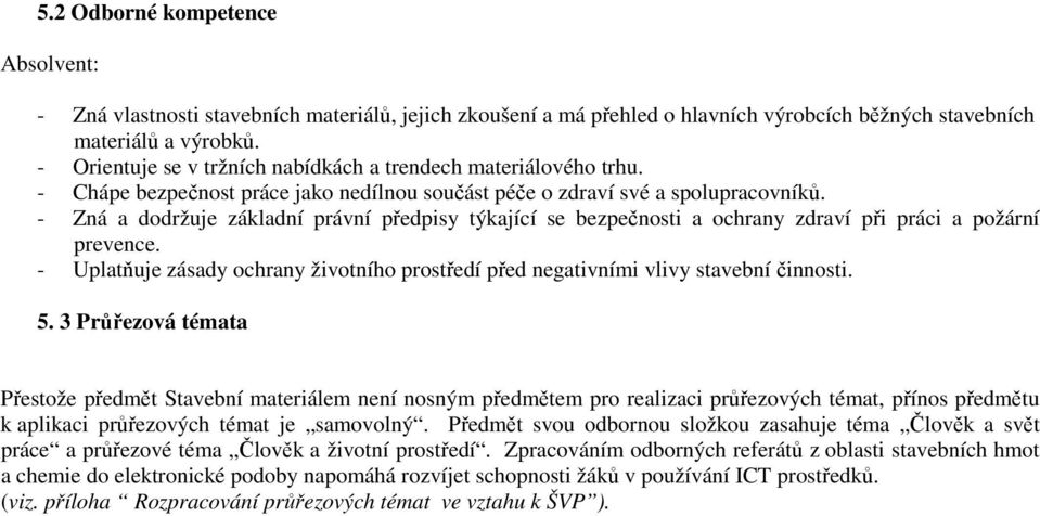 - Zná a dodržuje základní právní předpisy týkající se bezpečnosti a ochrany zdraví při práci a požární prevence.