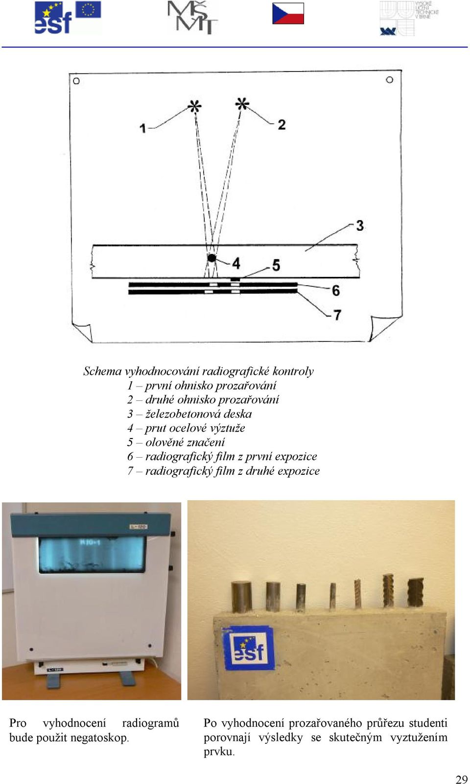 z první expozice 7 radiografický film z druhé expozice Pro vyhodnocení radiogramů bude použit