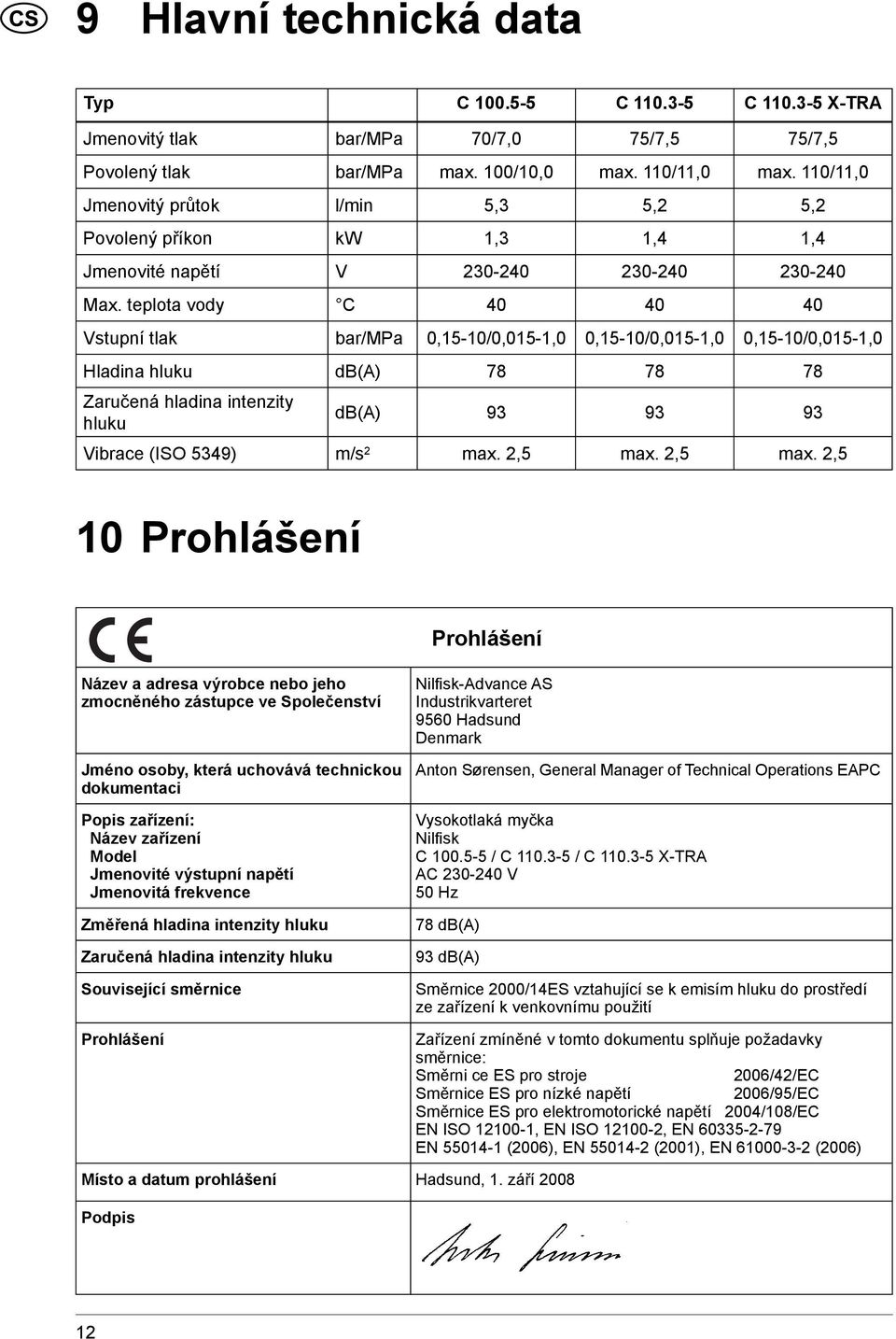 teplota vody C 40 40 40 Vstupní tlak bar/mpa 0,15-10/0,015-1,0 0,15-10/0,015-1,0 0,15-10/0,015-1,0 Hladina hluku db(a) 78 78 78 Zaručená hladina intenzity hluku db(a) 93 93 93 Vibrace (ISO 5349) m/s