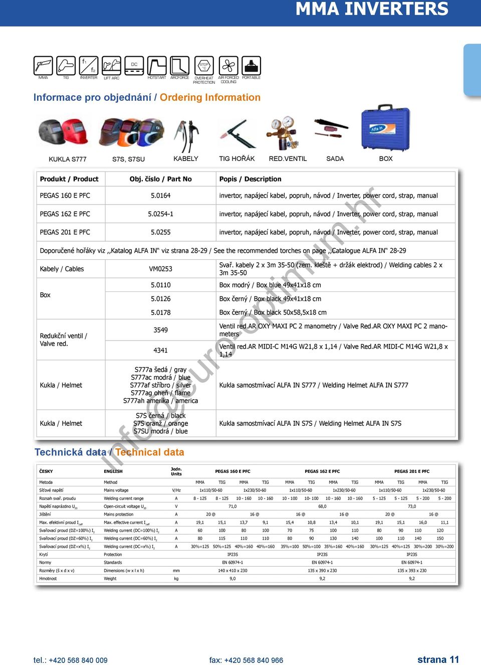 0164 invertor, napájecí kabel, popruh, návod / Inverter, power cord, strap, manual PEGAS 162 E PFC 5.