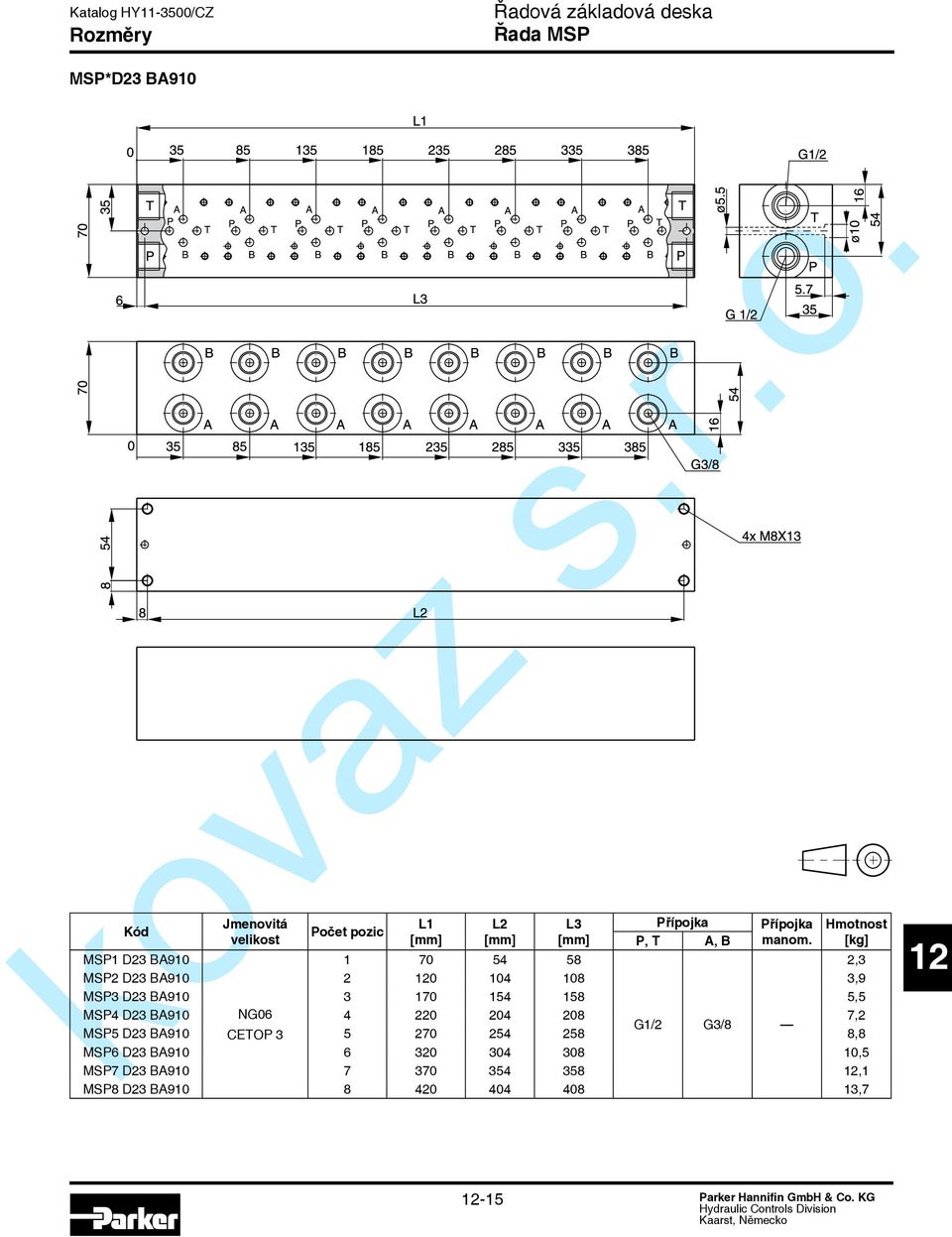 [kg] MS1 D23 910 1 70 54 58 2,3 MS2 D23 910 2 0 104 108 3,9 MS3 D23 910 3 170 154 158 5,5 MS4 D23 910 NG06 4