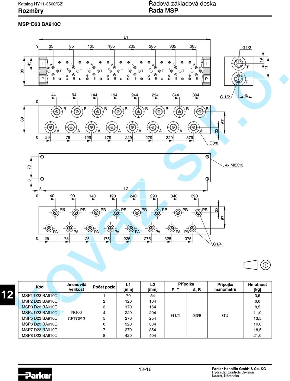 3 170 154 8,5 MS4 D23 910C NG06 4 220 204 11,0 G1/2 G3/8 G¼ MS5 D23 910C CEO 3 5 270 254 13,5 MS6 D23 910C 6 320 304 16,0 MS7 D23 910C 7 370 354 18,5 MS8 D23