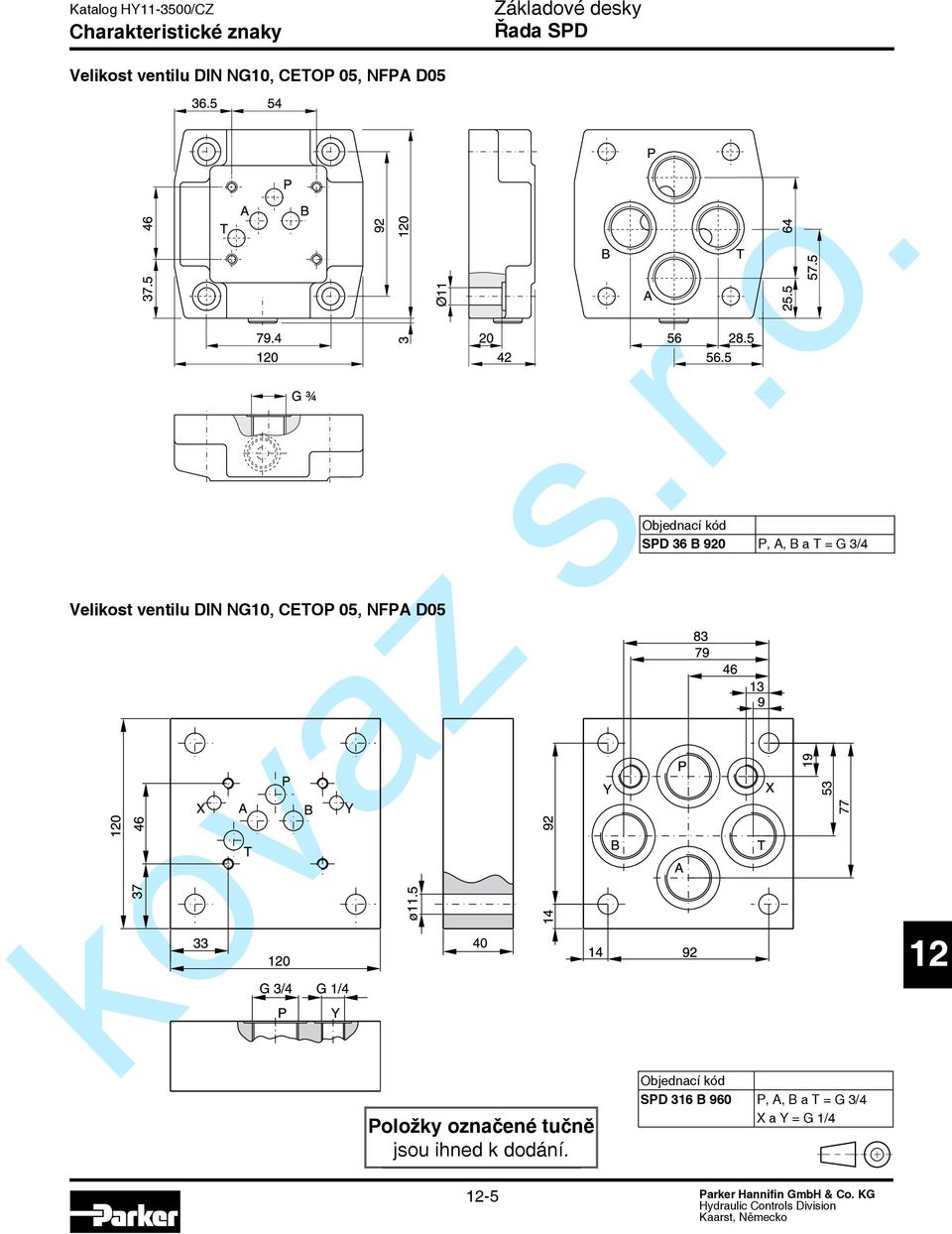 D05 SD 36 920,, a = G 3/4 oložky označené tučně jsou ihned k