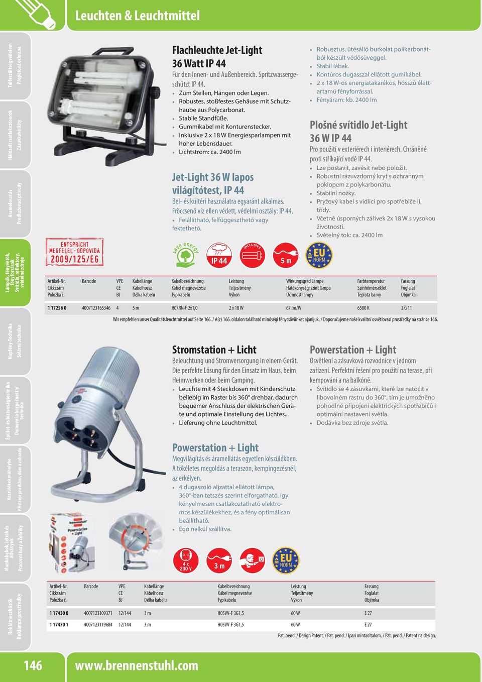 2400 lm Jet-Light 36 W lapos világítótest, IP 44 Fröccsenő víz ellen védett, védelmi osztály: IP 44. Felállítható, felfüggeszthető vagy fektethető.