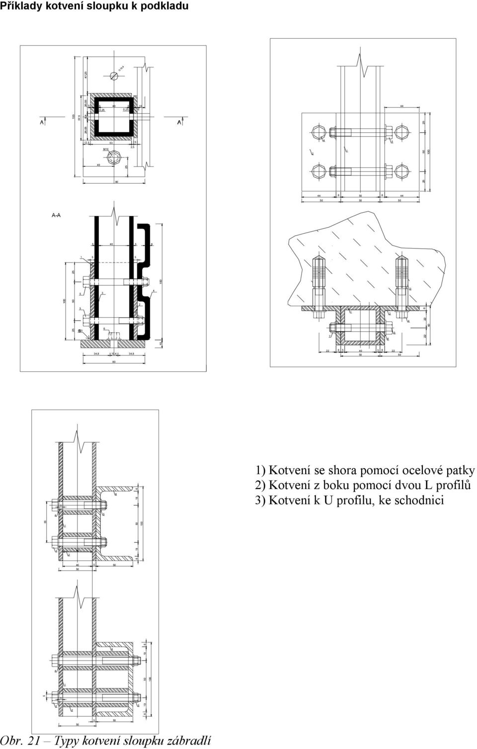 10 10 2 34,8 10,4 34,8 80 19 0 19 100 1) Kotvení se shora pomocí ocelové patky 2) Kotvení z boku pomocí