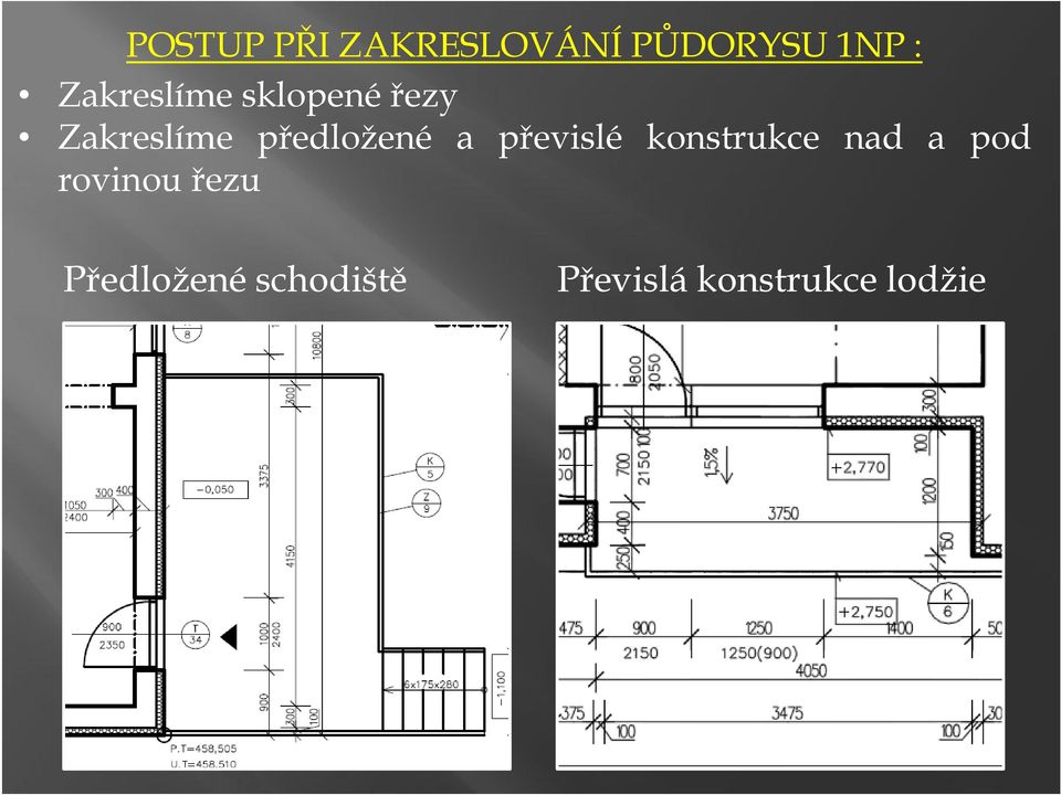 předložené a převislé konstrukce nad a pod