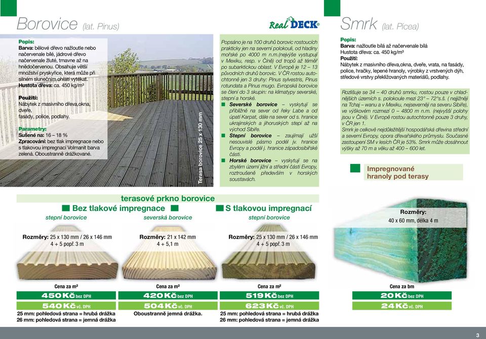 Parametry: Sušené na: 16 18 % Zpracování: bez tlak impregnace nebo s tlakovou impregnací Volmanit barva zelená. Oboustranně drážkované.