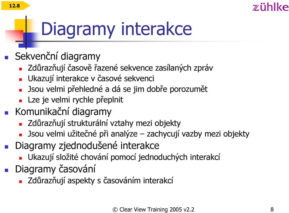 strukturální vztahy mezi objekty Jsou velmi užitečné při analýze zachycují vazby mezi objekty Diagramy zjednodušené interakce