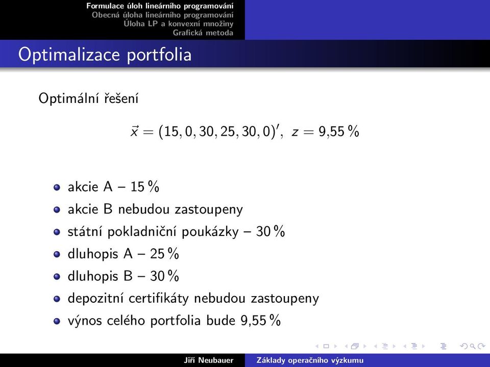 pokladniční poukázky 30 % dluhopis A 25 % dluhopis B 30 %