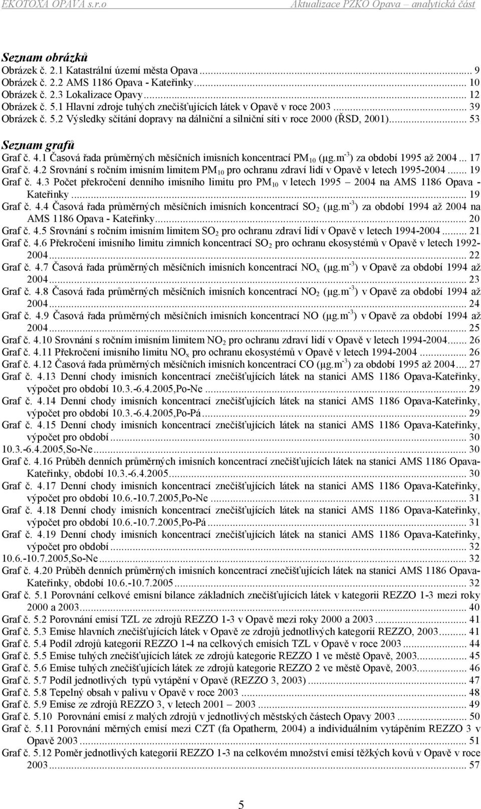 1 Časová řada průměrných měsíčních imisních koncentrací PM 10 (µg.m -3 ) za období 1995 až 2004...17 Graf č. 4.