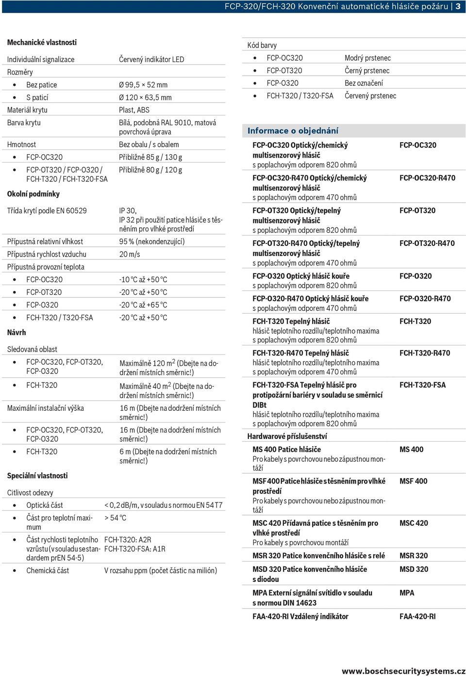 podmínky Třída krytí podle EN 60529 IP 30, IP 32 při použití patice hlásiče s těsněním pro vlhké prostředí Přípustná relativní vlhkost Přípustná rychlost vzduchu 95 % (nekondenzující) 20 m/s