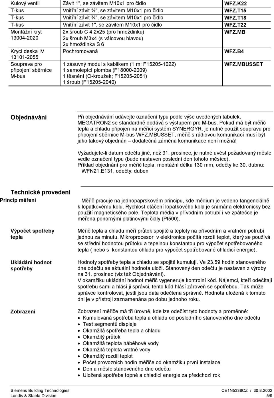 2x25 (pro hmoždinku) 2x šroub M3x4 (s válcovou hlavou) 2x hmoždinka S 6 Pochromovaná 1 zásuvný modul s kablíkem (1 m; F15205-1022) 1 samolepící plomba (F18000-2009) 1 těsnění (O-kroužek; F15205-2051)