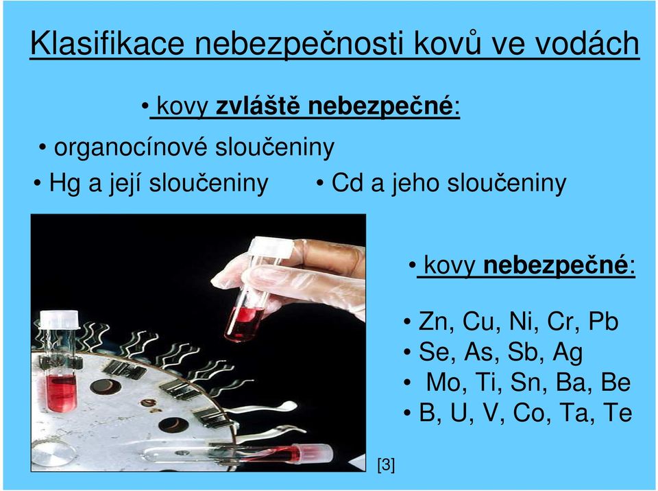 Cd a jeho sloučeniny kovy nebezpečné: Zn, Cu, Ni, Cr, Pb