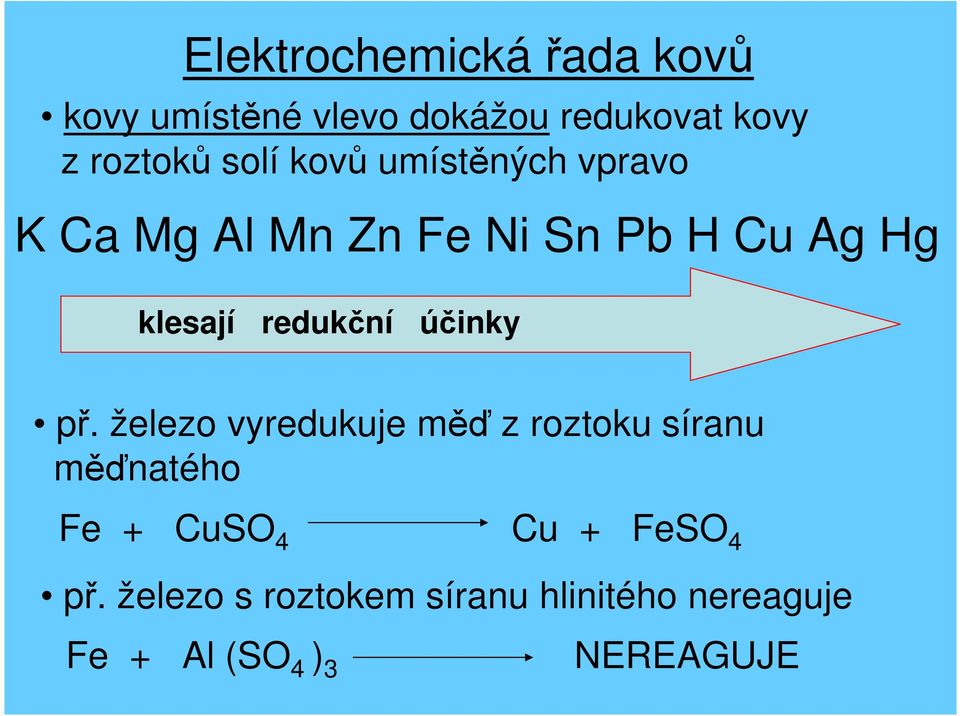 redukční účinky př.