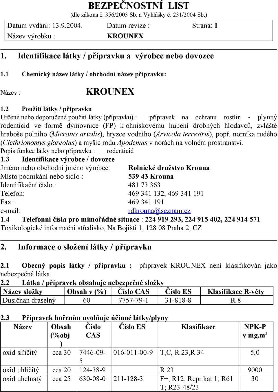 hraboše polního (Microtus arvalis), hryzce vodního (Arvicola terrestris), popř. norníka rudého (Clethrionomys glareolus) a myšic rodu Apodemus v norách na volném prostranství.