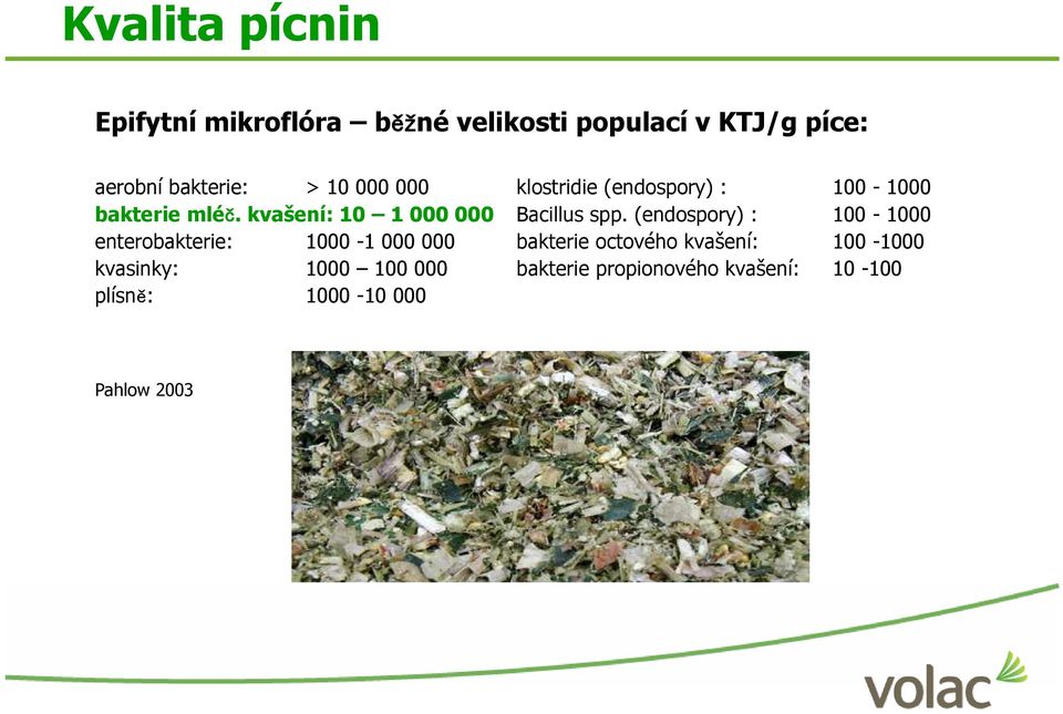 kvašení: 10 1 000 000 Bacillus spp.