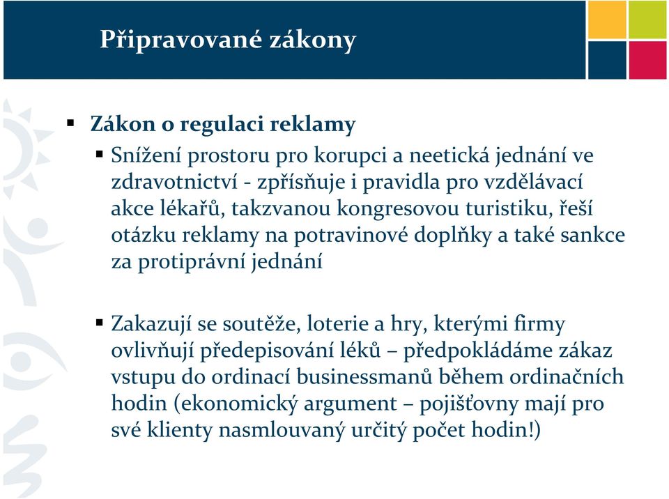 za protiprávní jednání Zakazují se soutěže, loterie a hry, kterými firmy ovlivňují předepisování léků předpokládáme zákaz vstupu