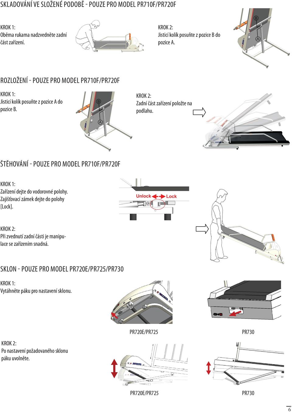 ŠTĚHOVÁNÍ - POUZE PRO MODEL PR710F/PR720F Zařízení dejte do vodorovné polohy. Zajišťovací zámek dejte do polohy [Lock].