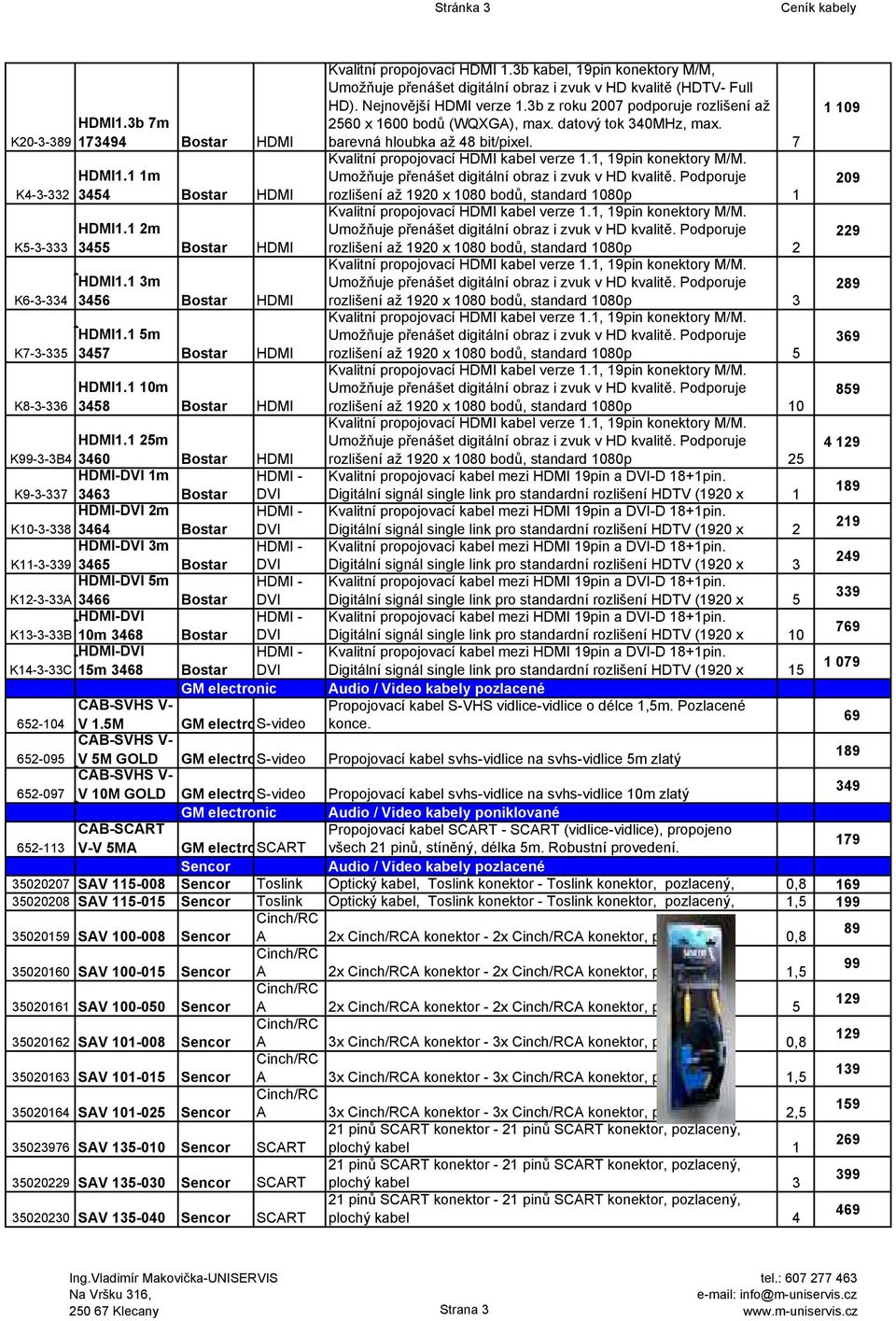 1 1m 209 K4-3-332 344 Bostar HDMI rozlišení až 20 x 1080 bodů, standard 1080p 1 HDMI1.1 2m 2 K-3-333 34 Bostar HDMI rozlišení až 20 x 1080 bodů, standard 1080p 2 HDMI1.