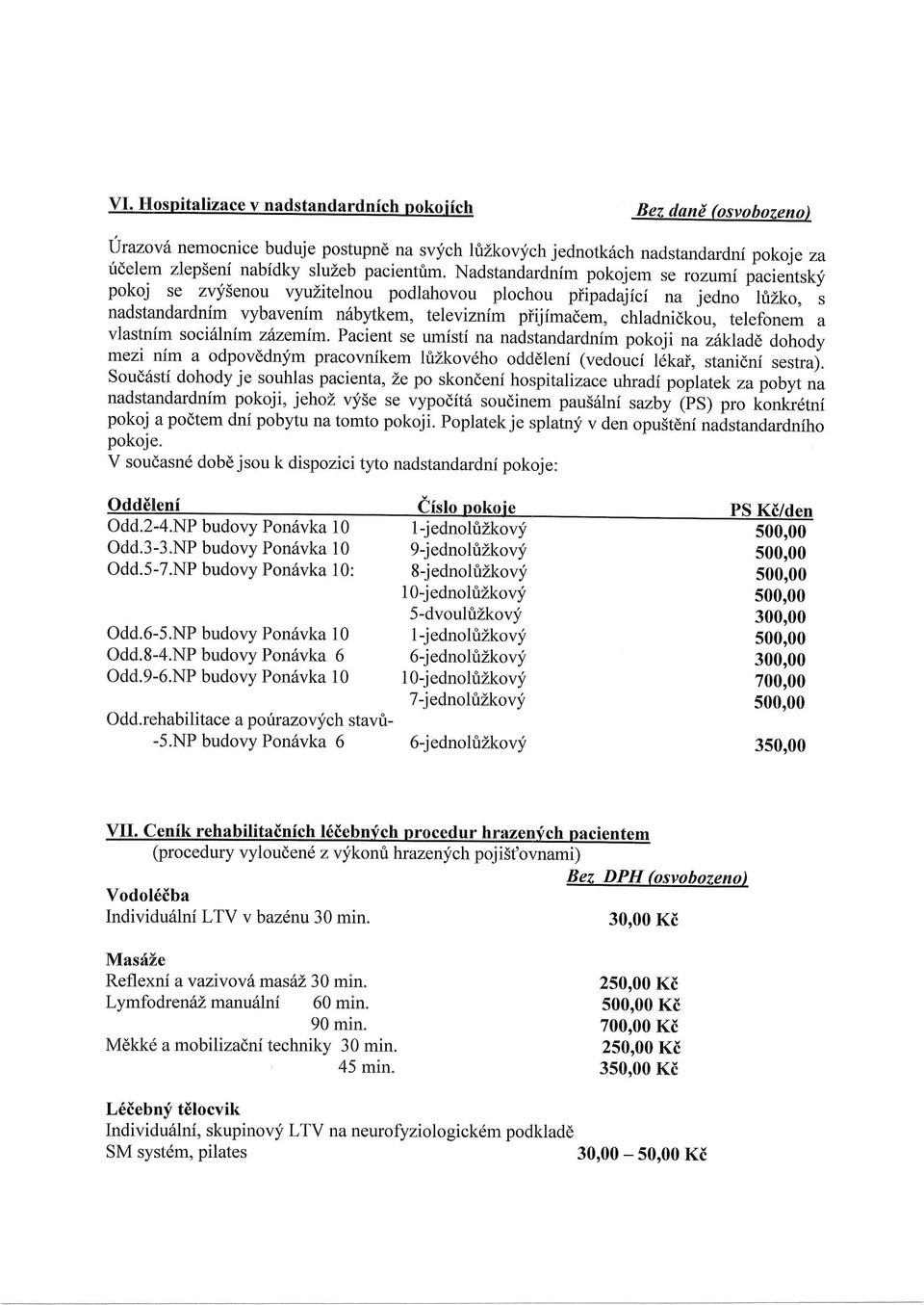 telefonem a vlastnim soci6lnim zdzemim. Pacient se umisti na nadstandardnim pokoji na z1kladd dohody mezi nim a odpovddn;fm pracovnikem hizkovdho odddleni (vedouci l6kaf, stanidni sestra).