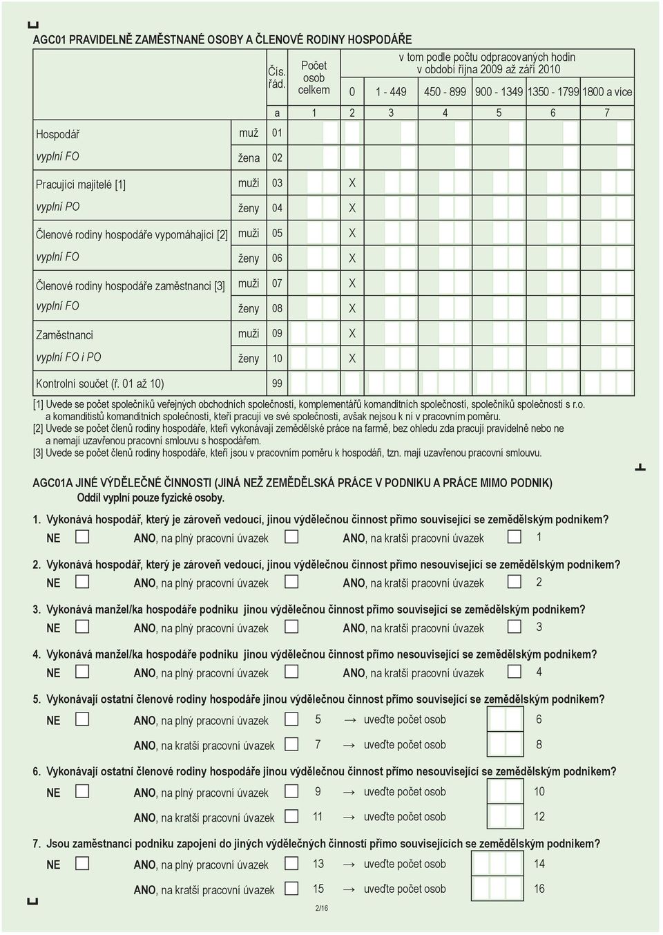 zaměstnanci [3] muži 07 X vyplní FO ženy 08 X Zaměstnanci muži 09 X vyplní FO i PO ženy 10 X Kontrolní součet (ř.