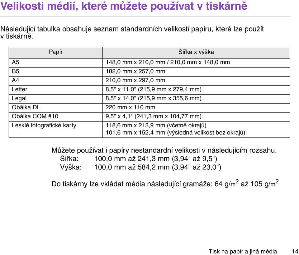 x 279,4 mm) 8,5" x 14,0" (215,9 mm x 355,6 mm) 220 mm x 110 mm 9,5" x 4,1" (241,3 mm x 104,77 mm) 118,6 mm x 213,9 mm (včetně okrajů) 101,6 mm x 152,4 mm (výsledná velikost bez okrajů) Můžete