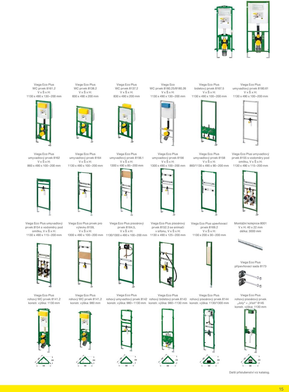 5 V x Š x H: 1130 x 490 x 100 200 mm Viega Eco Plus umyvadlový prvek 8180.