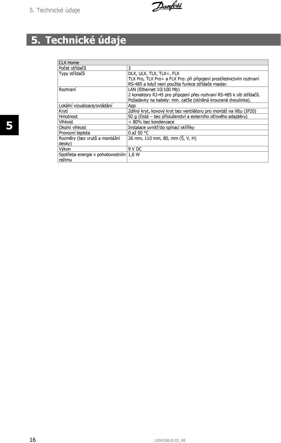 master. Rozhraní LAN (Ethernet 10/100 Mb) 2 konektory RJ-45 pro připojení přes rozhraní RS-485 k síti střídačů. Požadavky na kabely: min. cat5e (stíněná kroucená dvoulinka).