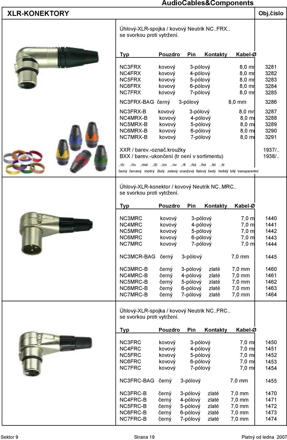 mm 3285 NC3FRX-BAG 0erný 3-pólový 8,0 mm 3286 NC3FRX-B kovový 3-pólový 8,0 mm 3287 NC4MRX-B kovový 4-pólový 8,0 mm 3288 NC5MRX-B kovový 5-pólový 8,0 mm 3289 NC6MRX-B kovový 6-pólový 8,0 mm 3290