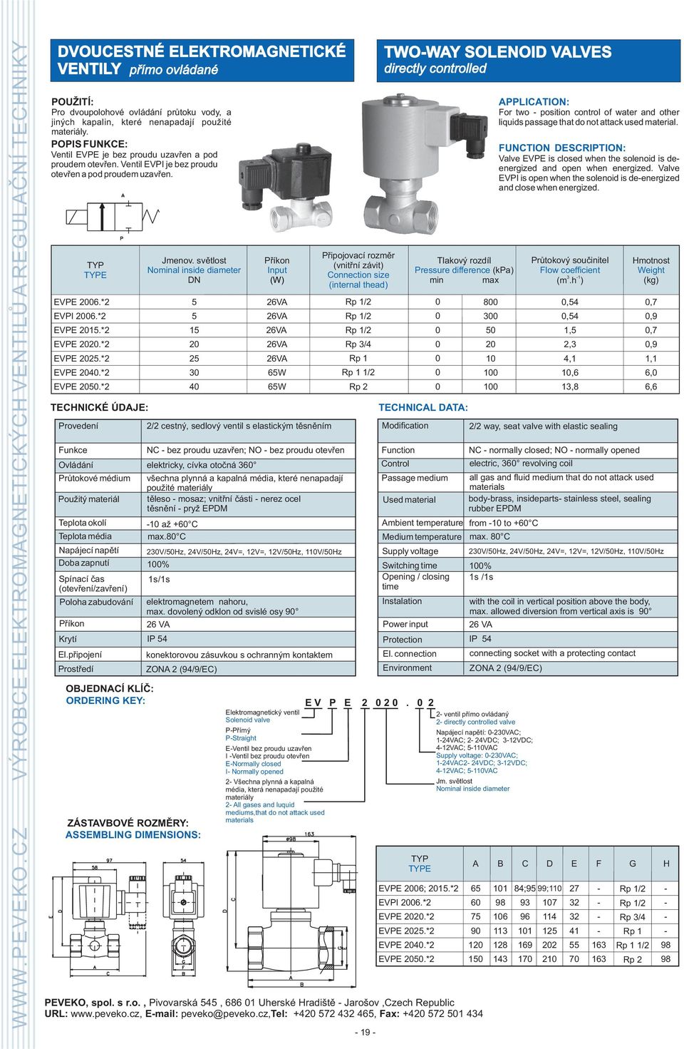 *2 OBJEÍ KLÍÈ: ORDERING KEY: ZÁSTVBOVÉ ROZMÌRY: SSEMBLING DIMENSIONS: N bez proudu uzavøen; NO bez proudu otevøen elektricky, cívka otoèná 6 2V/Hz, 24V/Hz, 24V=, 2V=, 2V/Hz, V/Hz % s/s 26 V 2 2