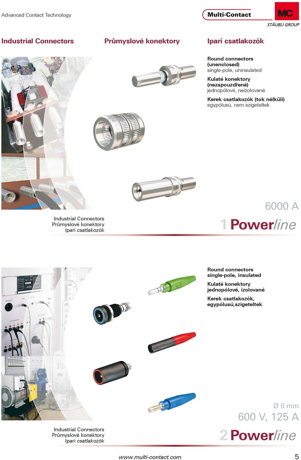 1 Powerline Round connectors single-pole, insulated Kulaté konektory jednopólové, izolované