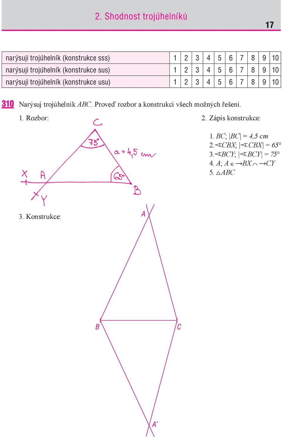 trojúhelník ABC. Proveď rozbor a konstrukci všech možných řešení.. Rozbor:.