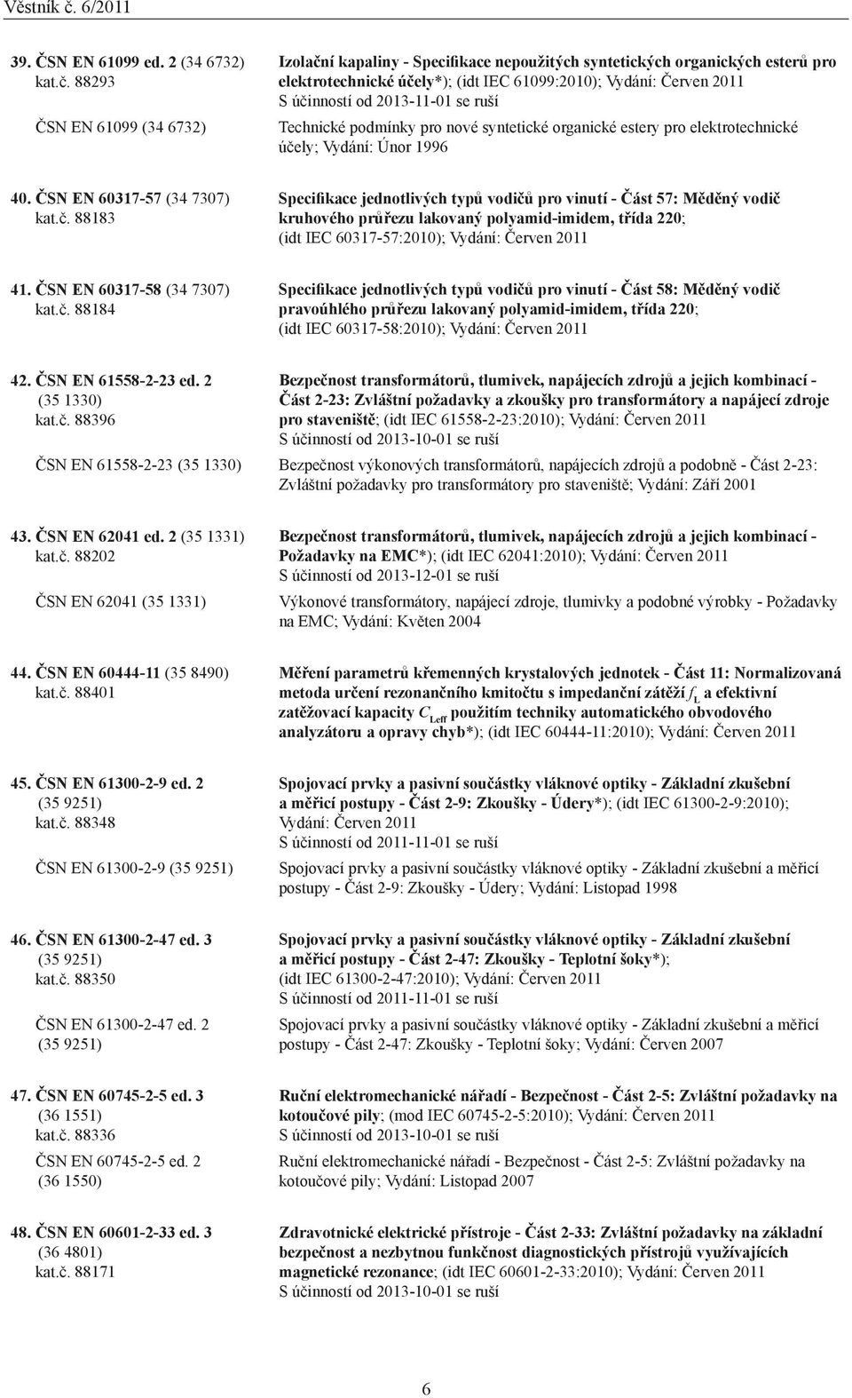 2013-11-01 se ruší Technické podmínky pro nové syntetické organické estery pro elektrotechnické úče