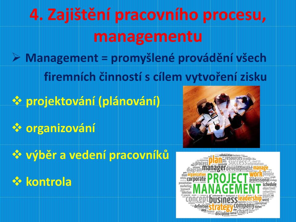 činností s cílem vytvoření zisku projektování