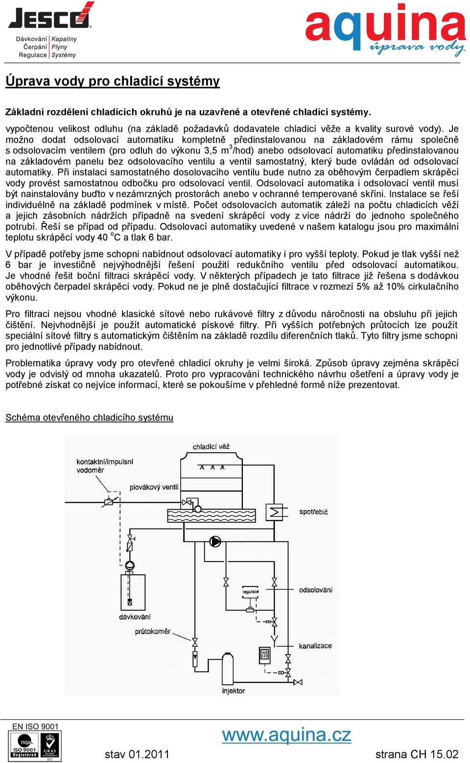 základovém panelu bez odsolovacího ventilu a ventil samostatný, který bude ovládán od odsolovací automatiky.