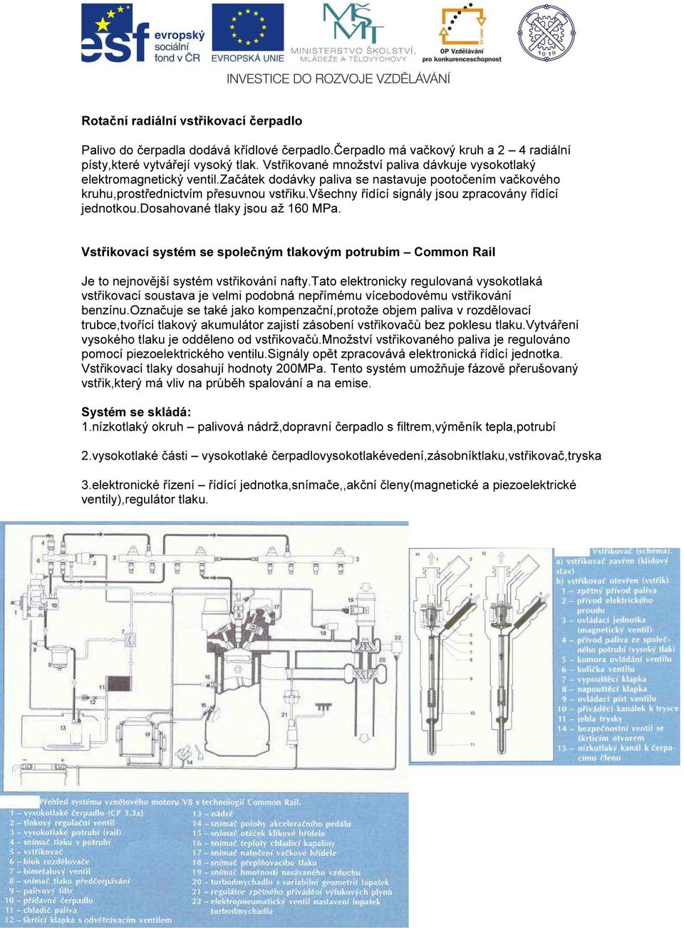 všechny řídící signály jsou zpracovány řídící jednotkou.dosahované tlaky jsou až 160 MPa. Vstřikovací systém se společným tlakovým potrubím Common Rail Je to nejnovější systém vstřikování nafty.