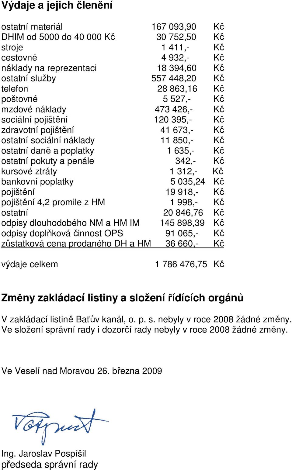 635,- Kč ostatní pokuty a penále 342,- Kč kursové ztráty 1 312,- Kč bankovní poplatky 5 035,24 Kč pojištění 19 918,- Kč pojištění 4,2 promile z HM 1 998,- Kč ostatní 20 846,76 Kč odpisy dlouhodobého