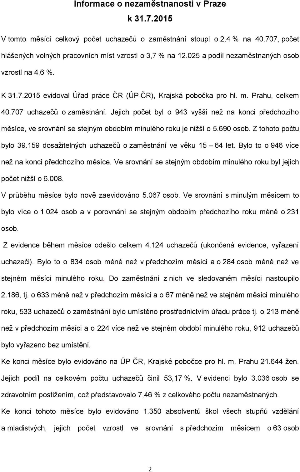 Jejich počet byl o 943 vyšší než na konci předchozího měsíce, ve srovnání se stejným obdobím minulého roku je nižší o 5.690 osob. Z tohoto počtu bylo 39.