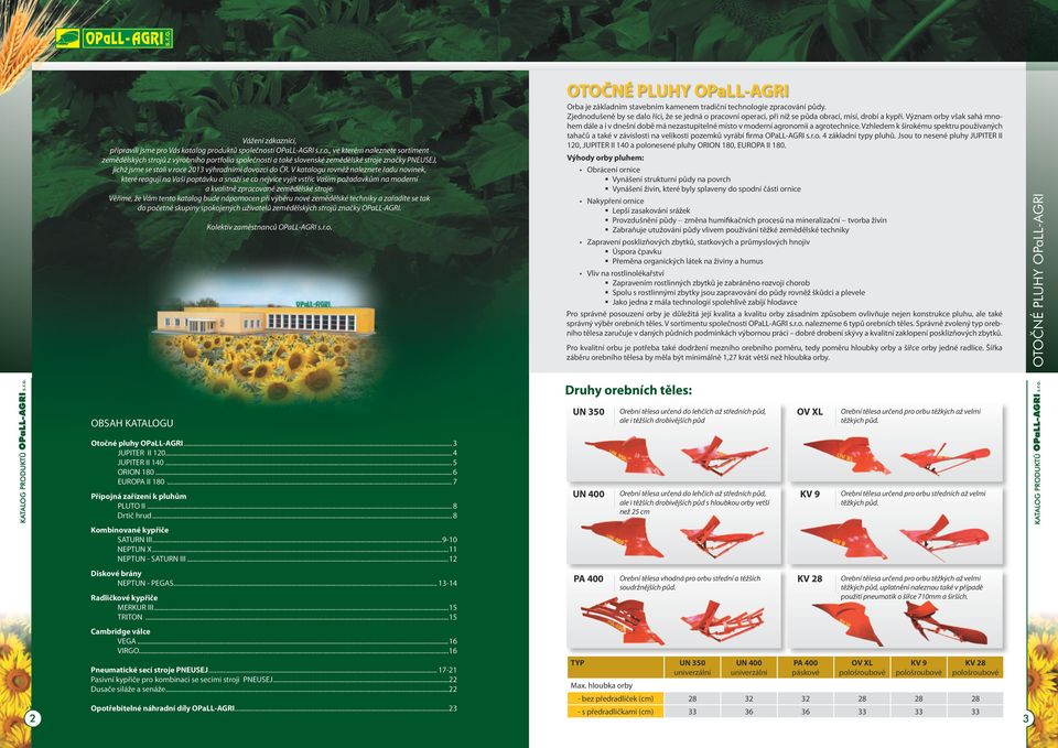 produktů společnosti OPaLL-AGRI s.r.o., ve kterém naleznete sortiment zemědělských strojů z výrobního portfolia společnosti a také slovenské zemědělské stroje značky PNEUSEJ, jichž jsme se stali v roce 2013 výhradními dovozci do ČR.