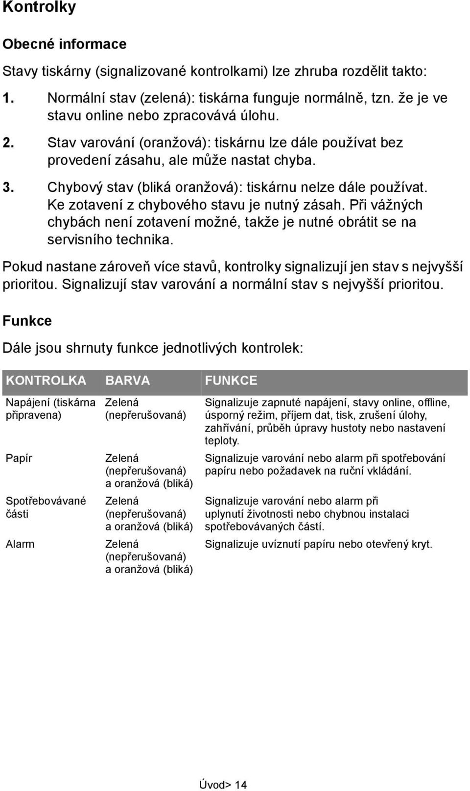 Ke zotavení z chybového stavu je nutný zásah. Při vážných chybách není zotavení možné, takže je nutné obrátit se na servisního technika.