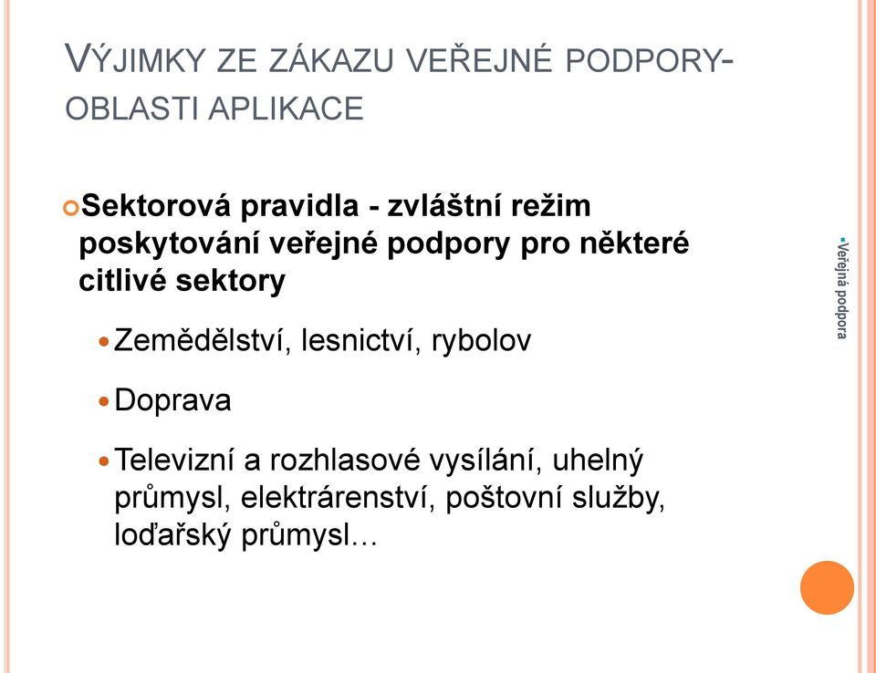 sektory Zemědělství, lesnictví, rybolov Doprava Televizní a rozhlasové