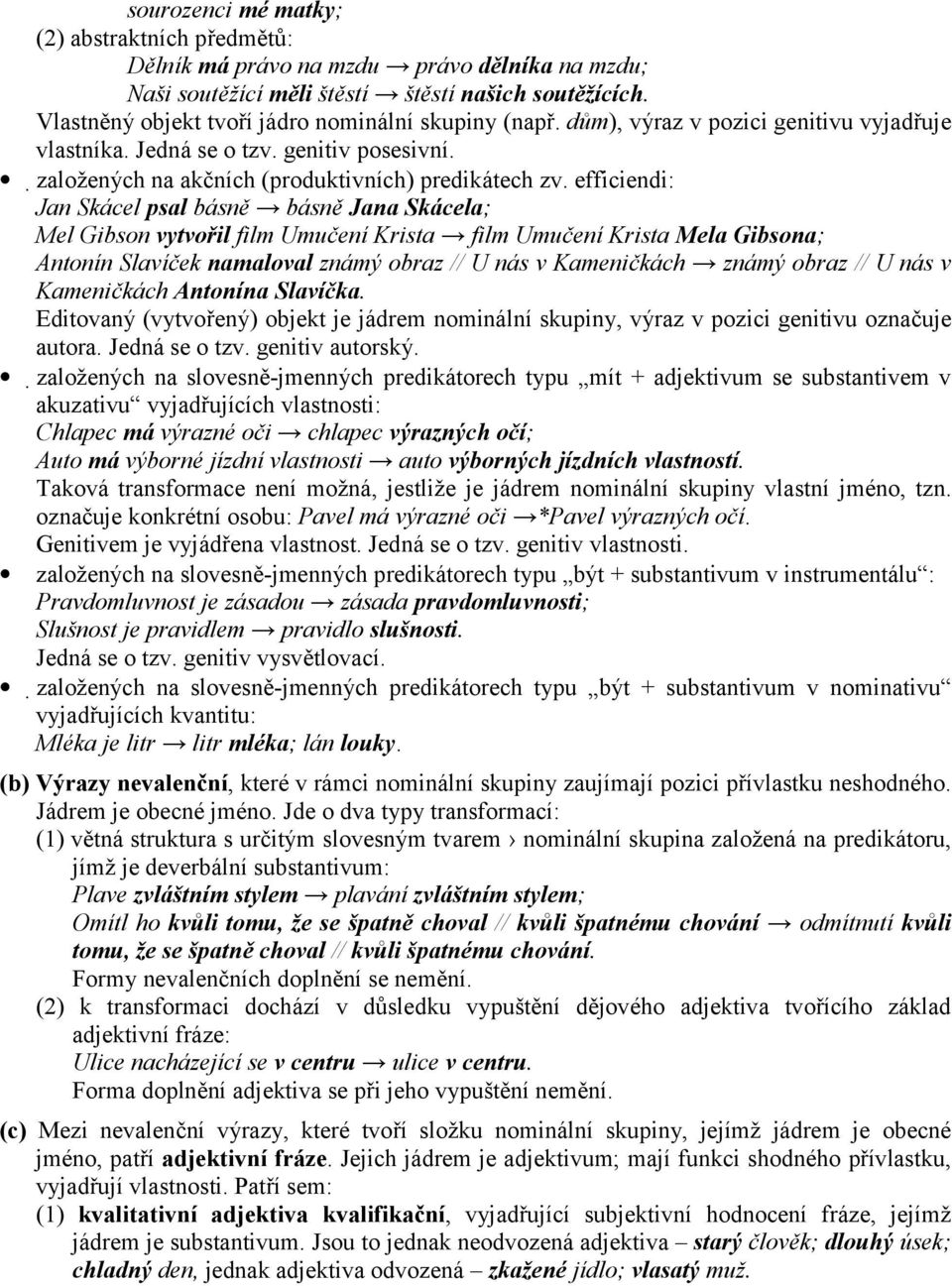 efficiendi: Jan Skácel psal básně básně Jana Skácela; Mel Gibson vytvořil film Umučení Krista film Umučení Krista Mela Gibsona; Antonín Slavíček namaloval známý obraz // U nás v Kameničkách známý